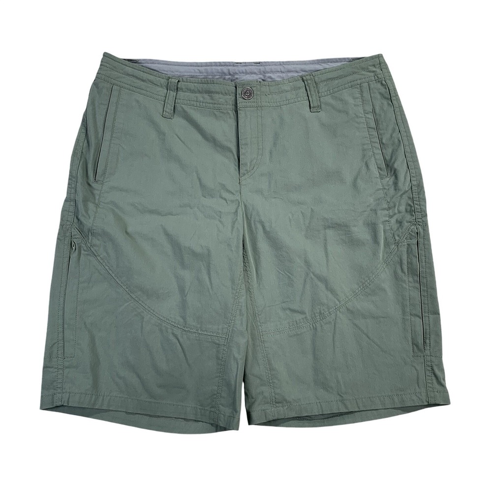 Kuhl Spire Shorts Womens 14 Green Twill Hiking Outdoor Stretch Mid Rise